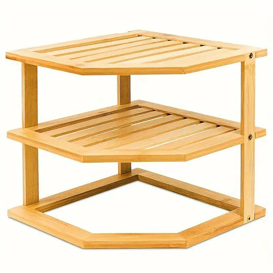 Bamboo Multi-Layer Corner Shelf - Stylish and Space-Saving Kitchen Storage-0
