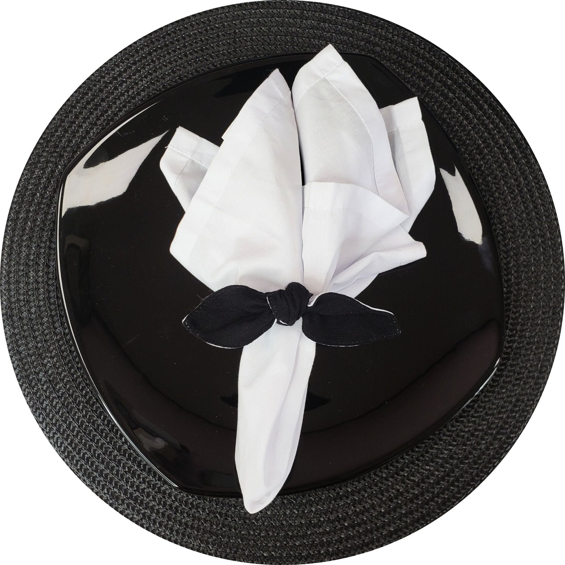 Maison Charlo | Set of 6 Ecofriendly Duo Black White Cloth Ties Napkin Rings, Christmas, Easter, Valentine's, Mother's Day-4