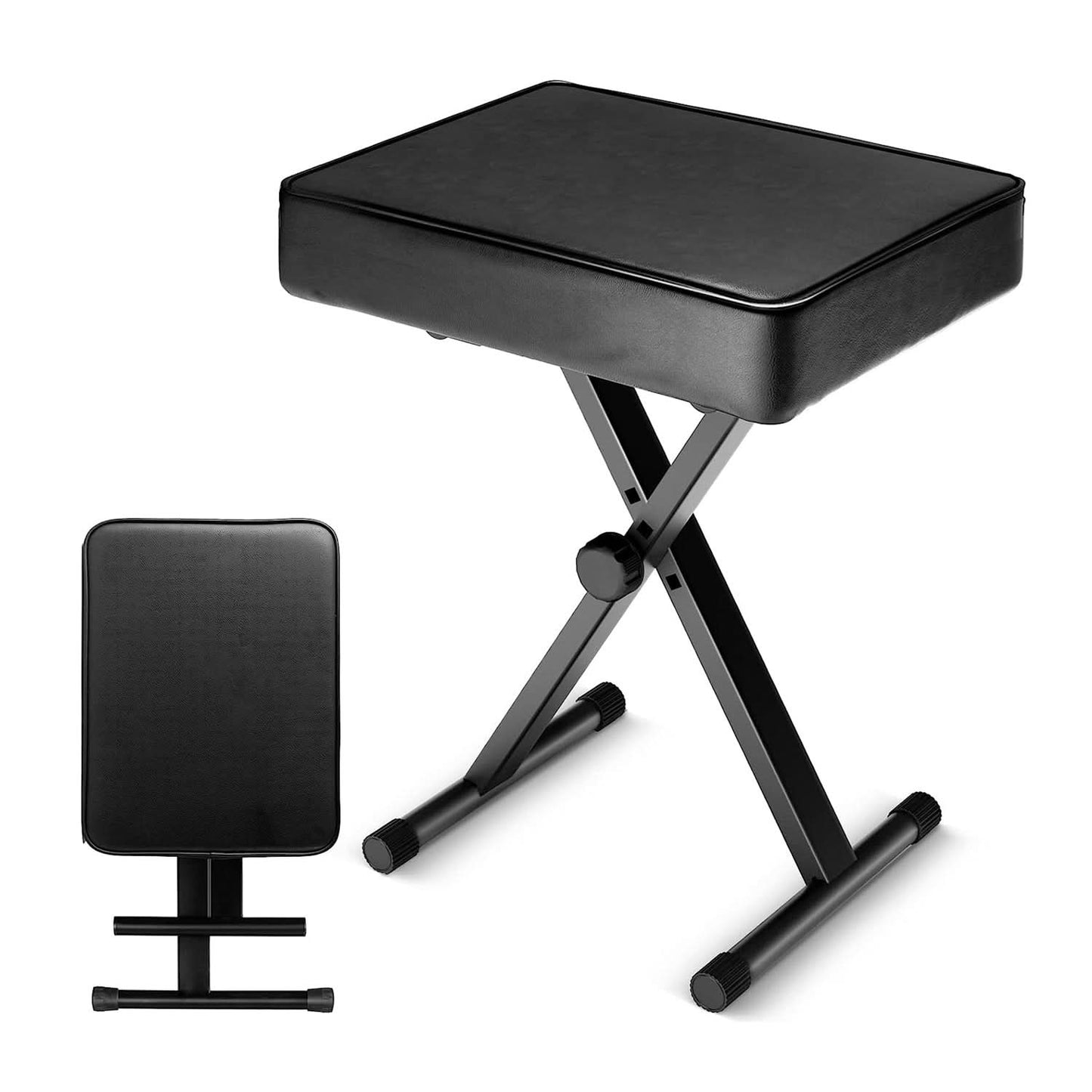 5 Core Keyboard Bench 3" Padded Cushioned Piano Stool Height Adjustable Guitar Seat Folding Portable