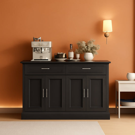 Sideboard Buffet Cabinet with Storage, 55.1" Large Kitchen Storage Cabinet with 2 Drawers and 4 Doors, Farmhouse Coffee Bar Display Cabinet for Kitchen Dining Room, White-0