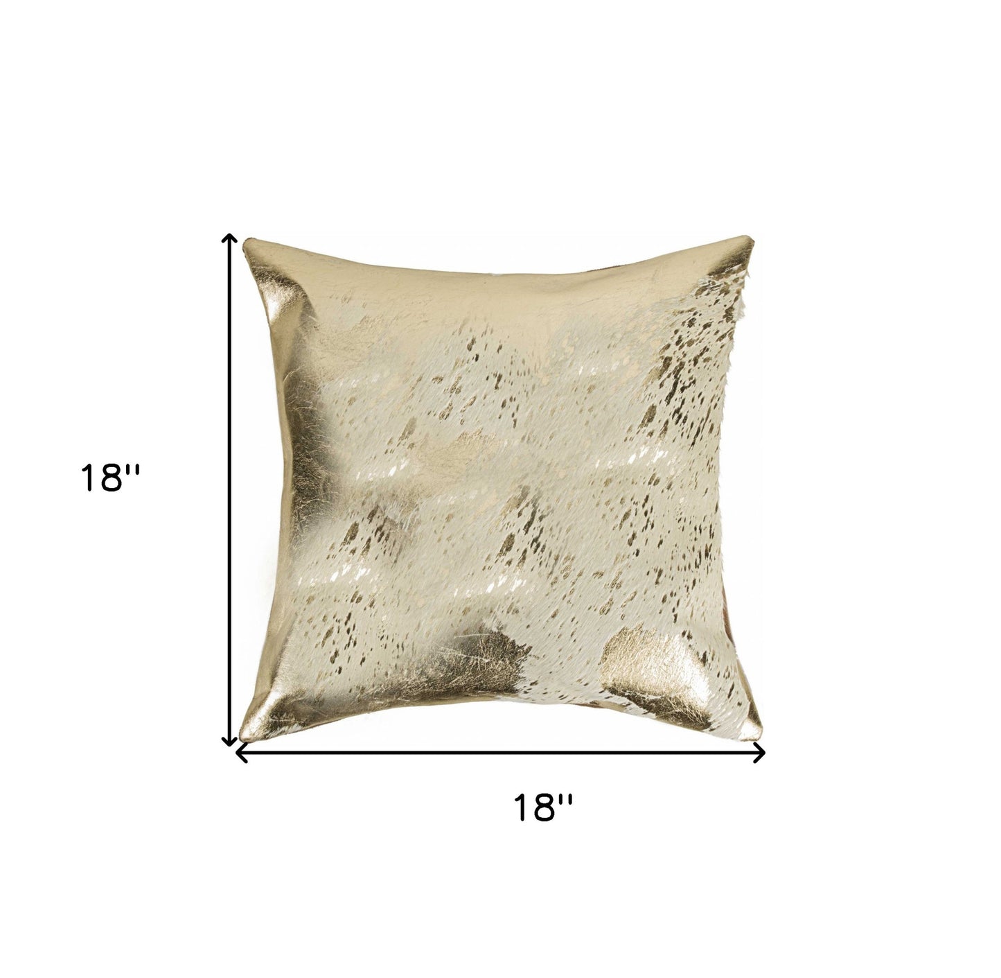 18" Beige And Gold Cowhide Throw Pillow-6