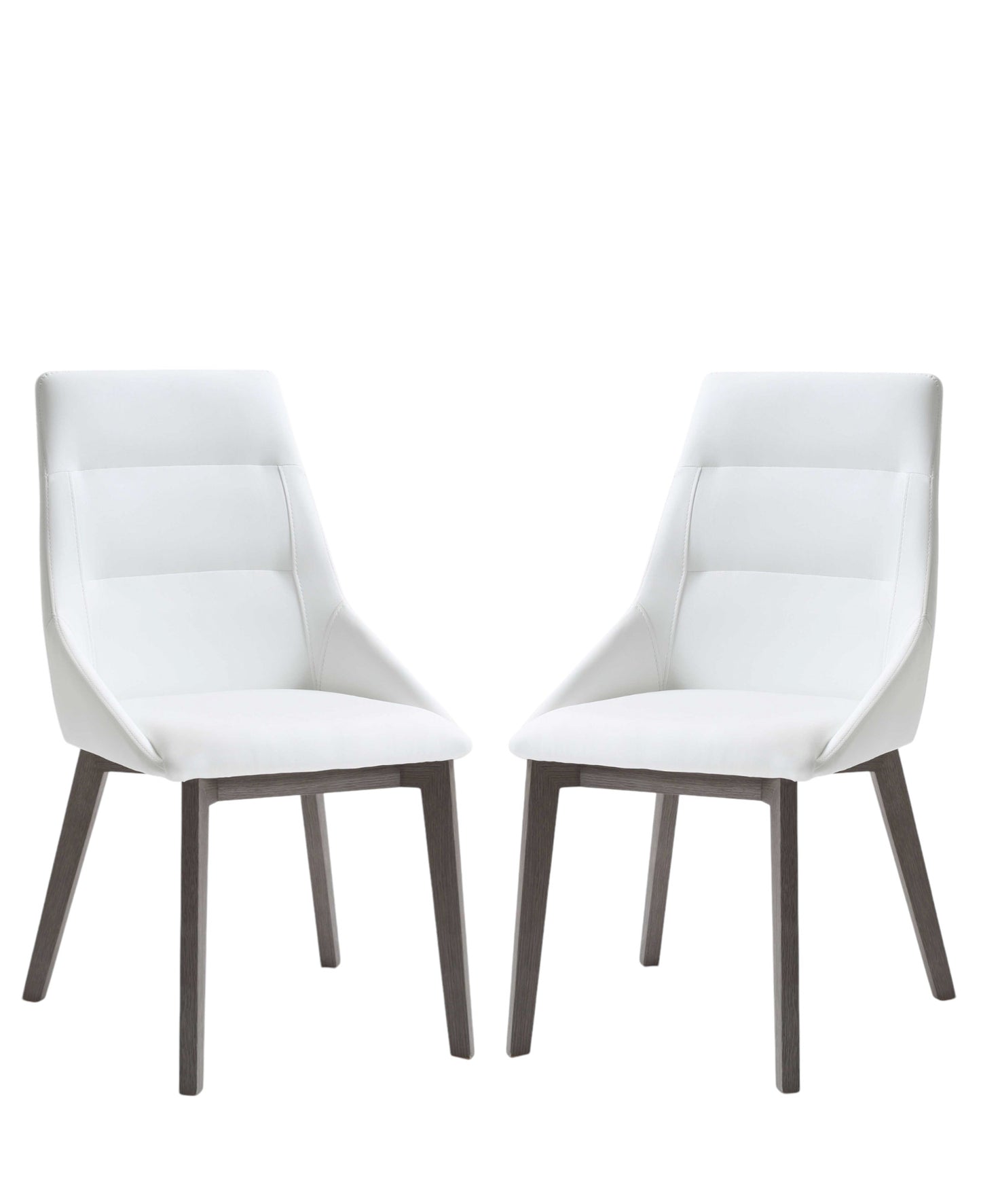 Set of Two White and Gray Upholstered Faux Leather Dining Side Chairs