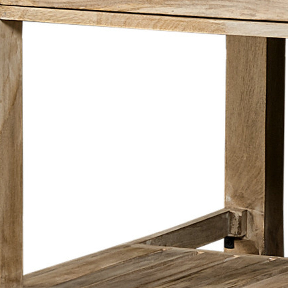 32" Natural Solid Wood Rolling Kitchen Island With Storage-7