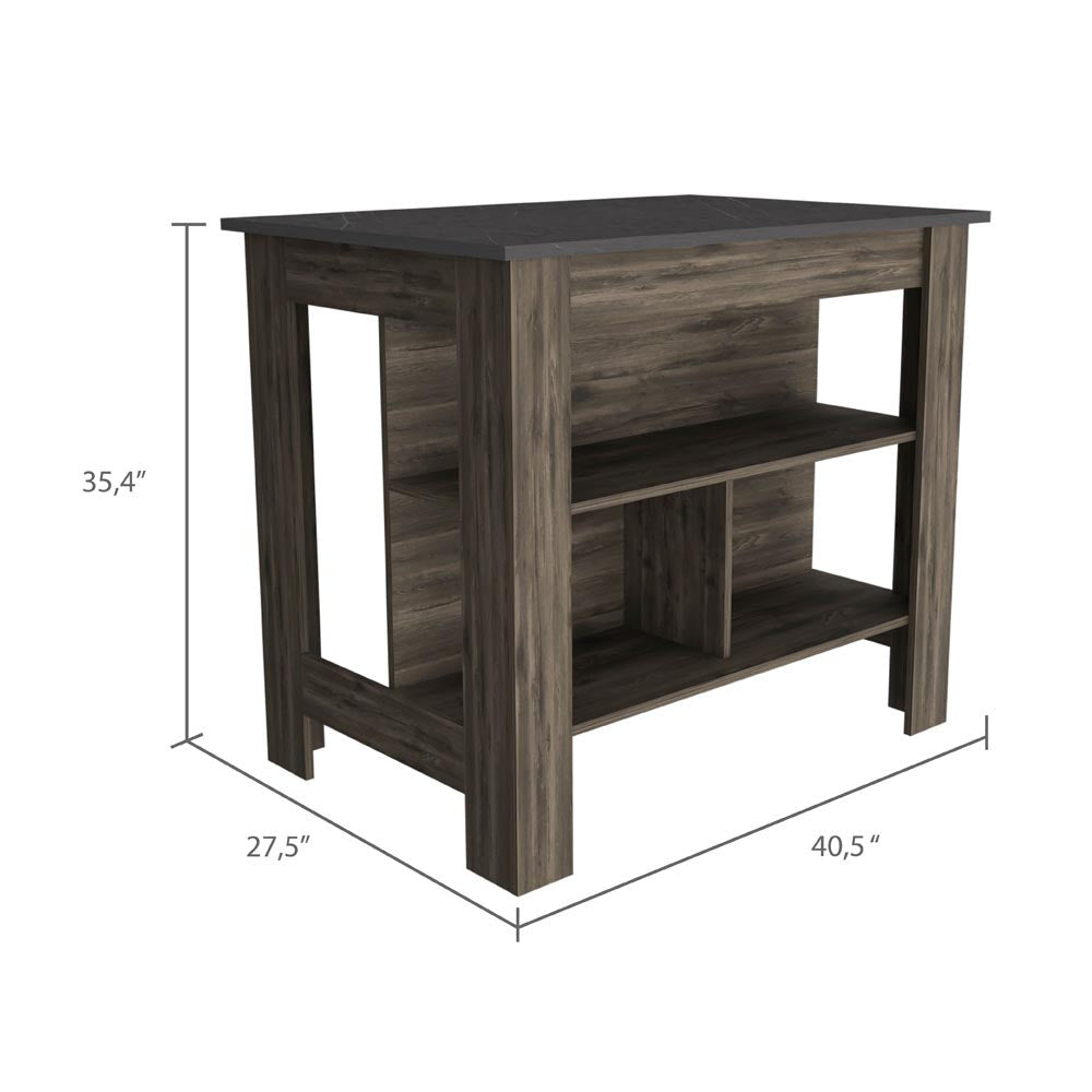 Dark Brown and Brown 41" Kitchen Island With Storage-8