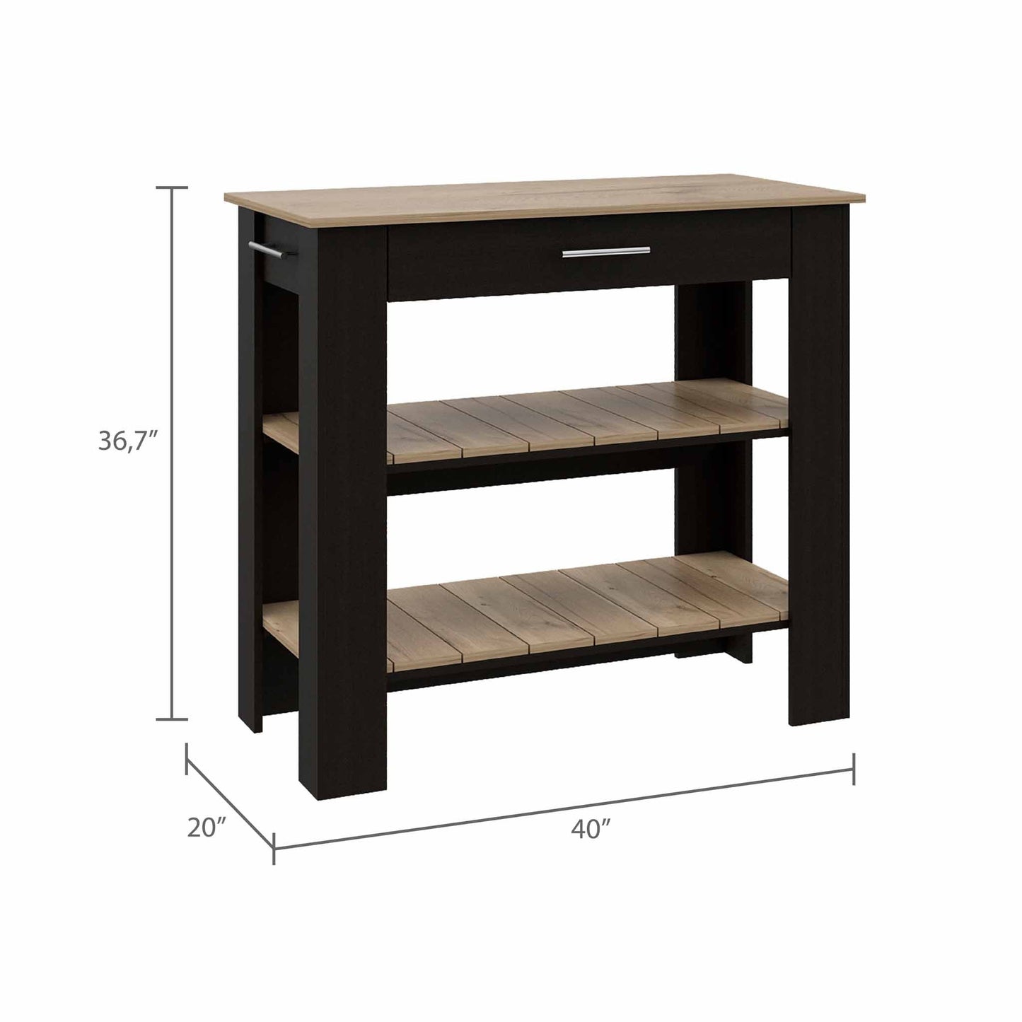 Black and Natural 40" Kitchen Island With Storage-8