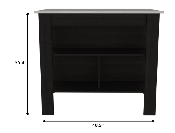 Black and Ivory 41" Kitchen Island With Storage-4