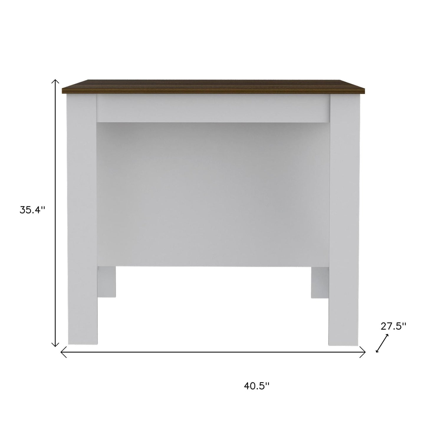 White and Brown 41" Kitchen Island With Storage-6