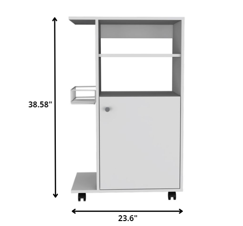 White 24" Rolling Kitchen Cart With Storage-6