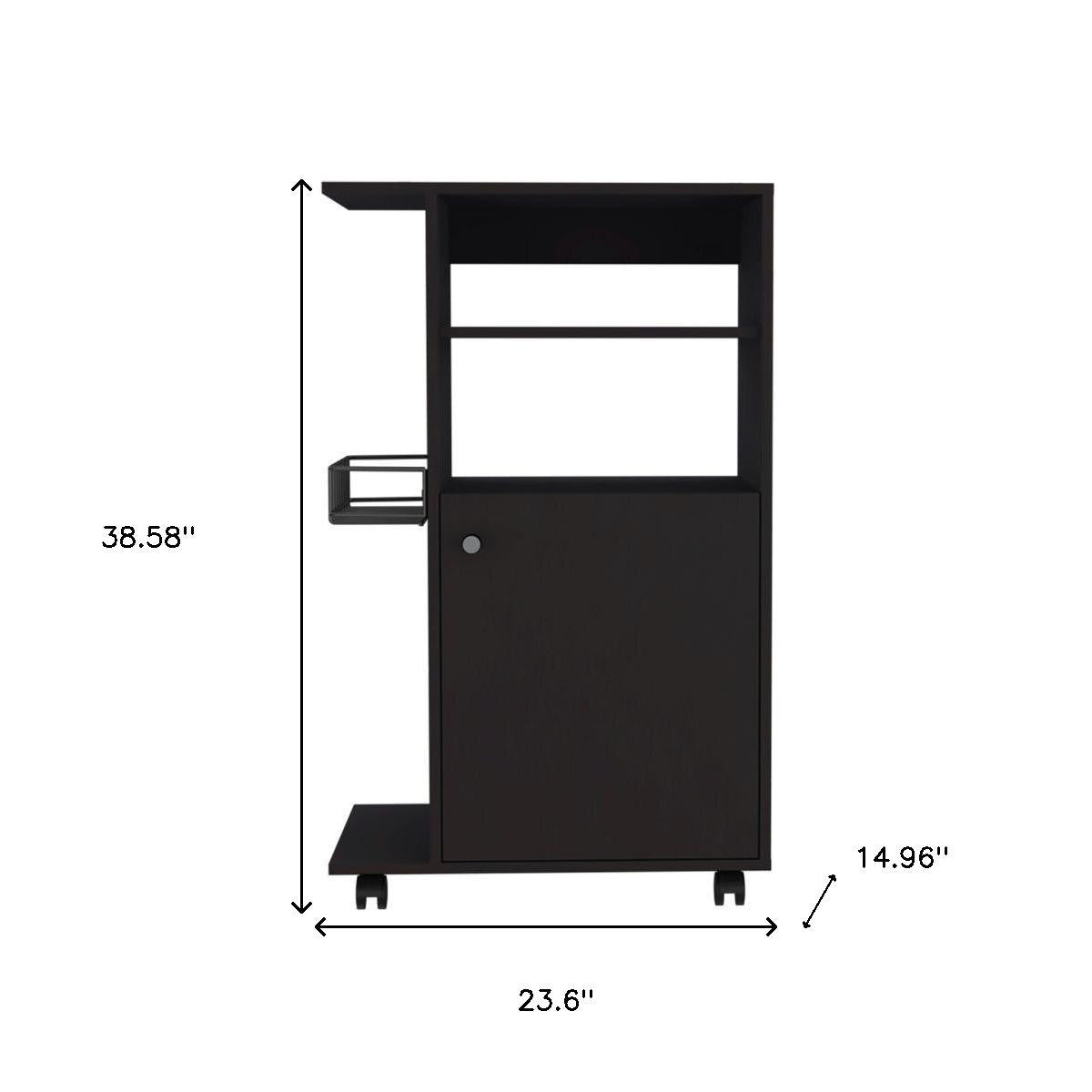 Black 24" Rolling Kitchen Cart With Storage-5