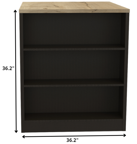 Black and Natural 36" Kitchen Island With Storage-5