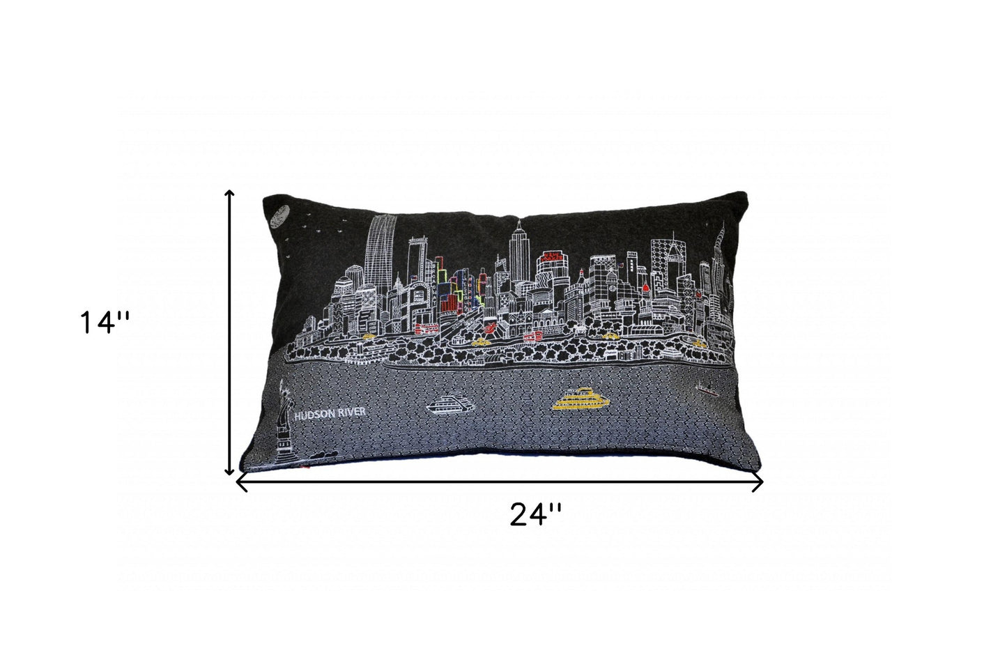 14" X 24" Black Gray and White Hometown Pride Wool Lumbar Throw Pillow-3
