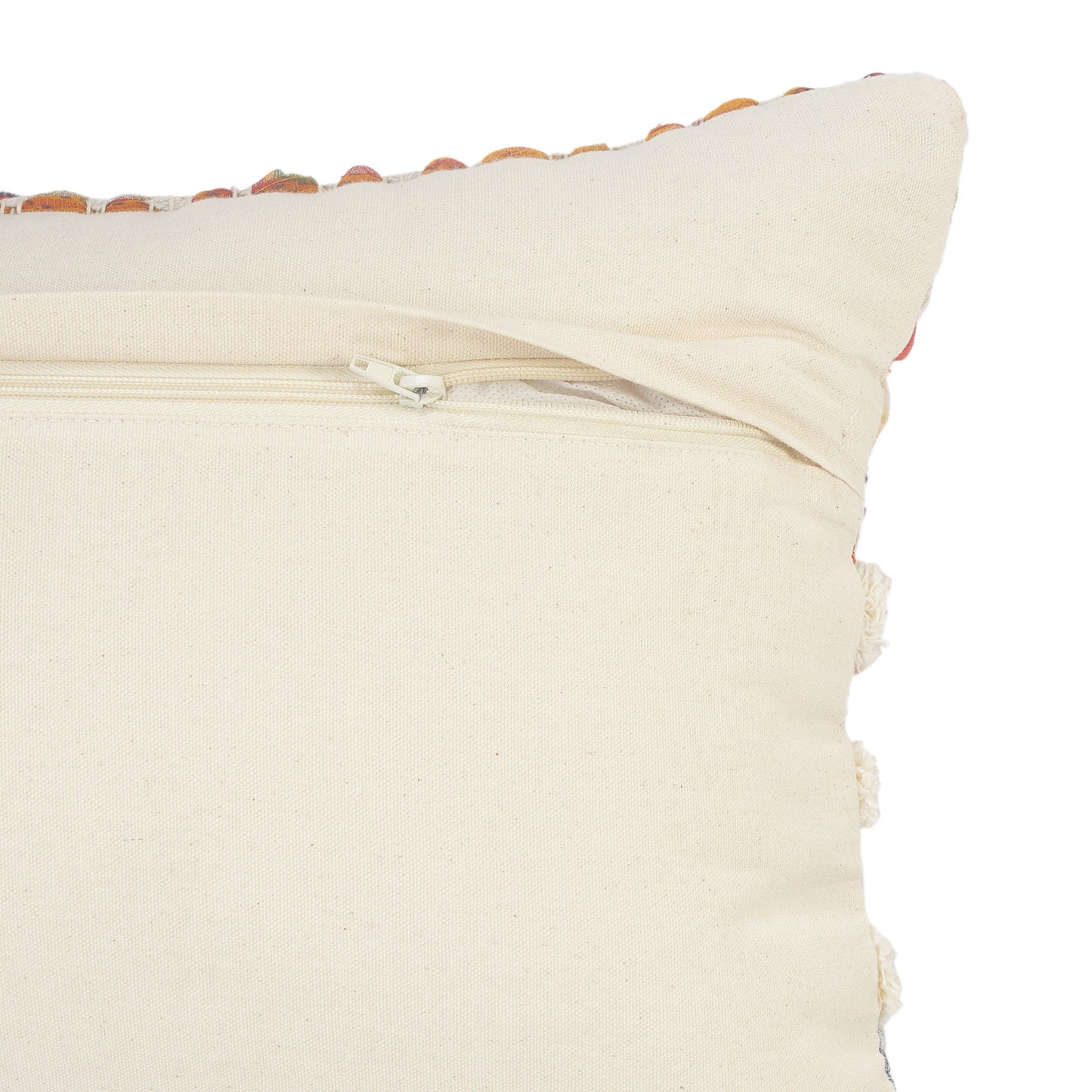 14" X 36" Off White Red And Blue Cotton Striped Throw Pillow