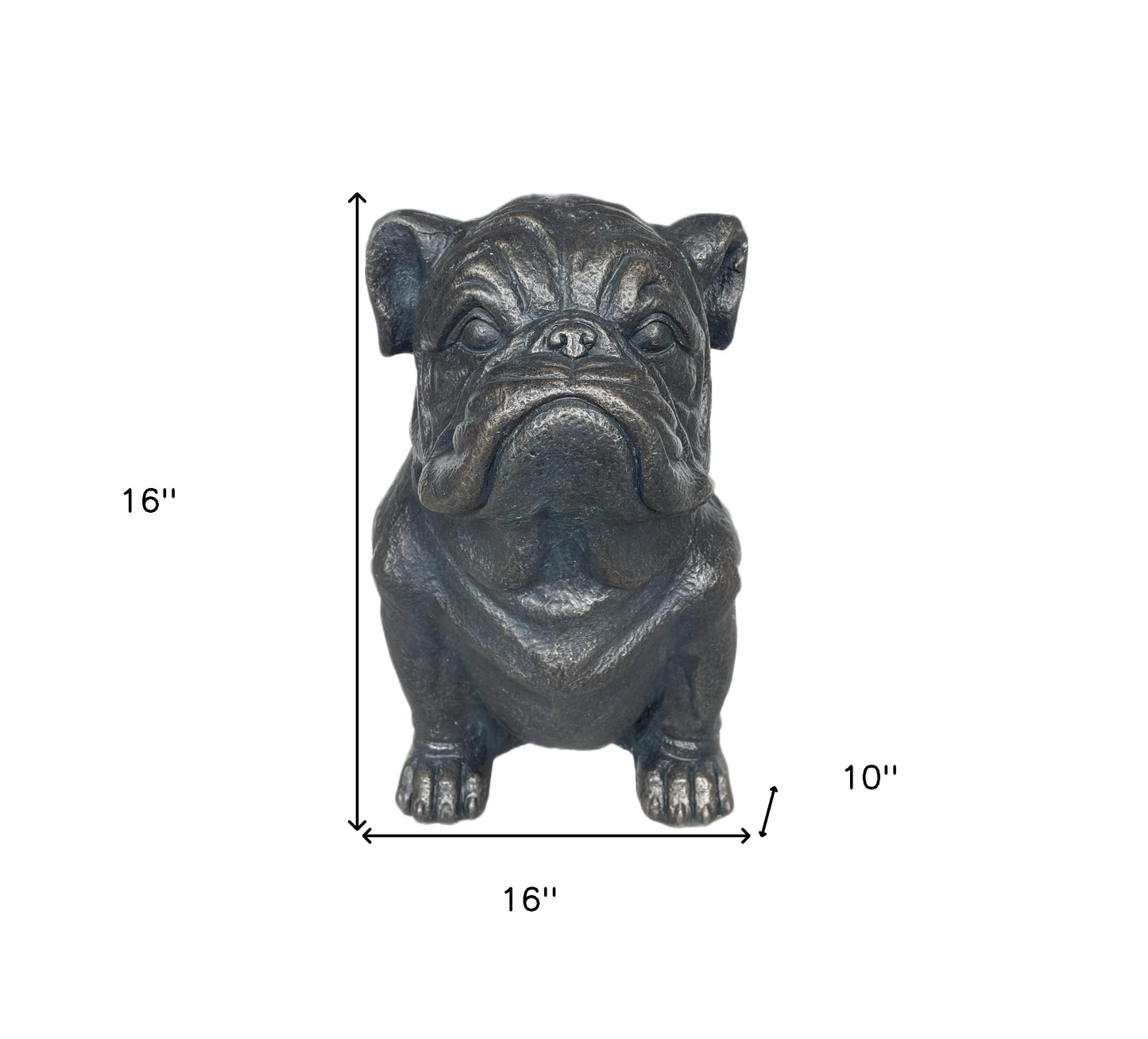 16" Black Polyresin Dog Outdoor Statue-4