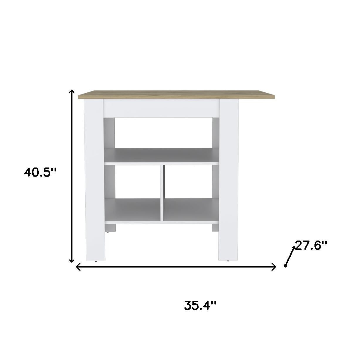 35" Natural and White Wood Kitchen Island With Storage-8