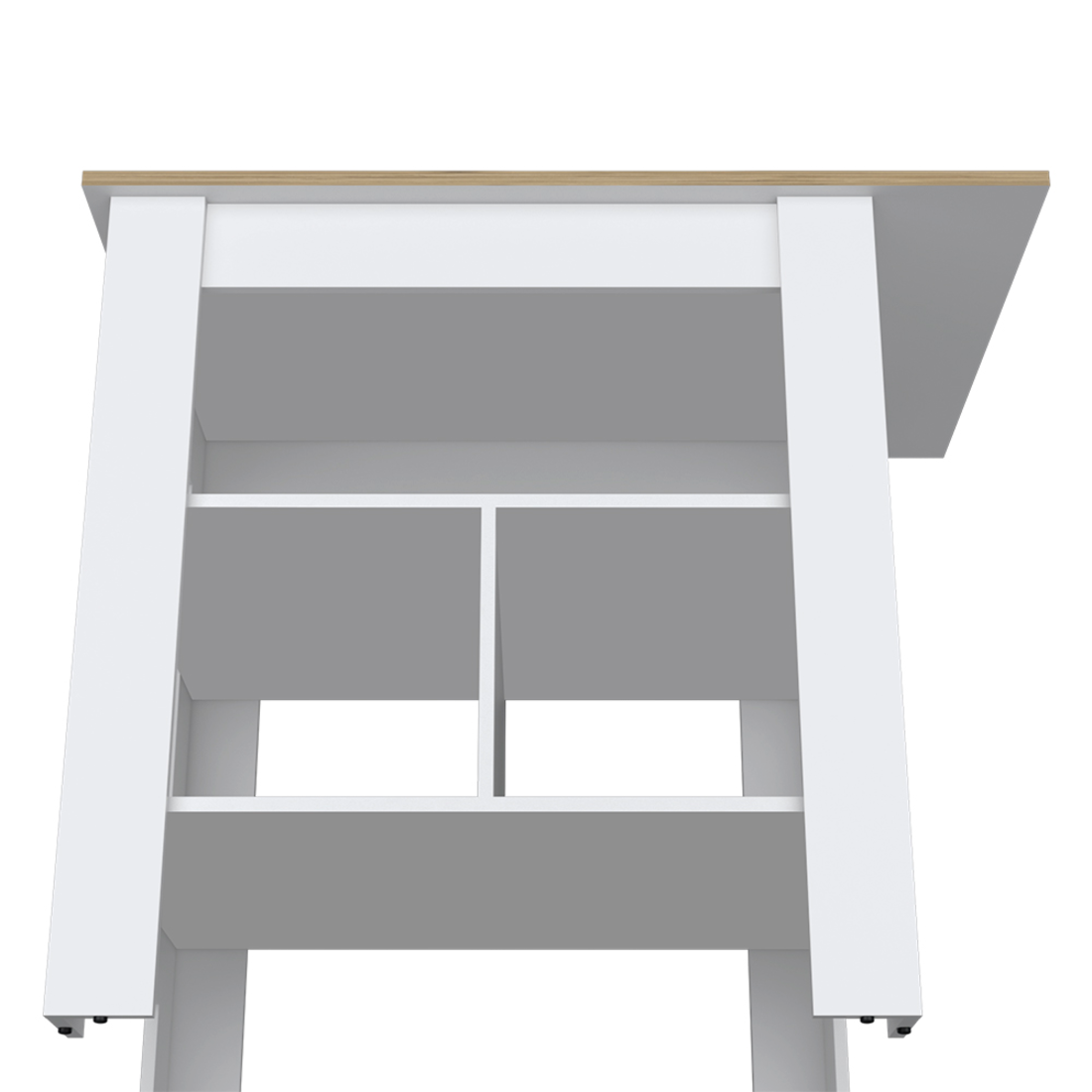 35" Natural and White Wood Kitchen Island With Storage