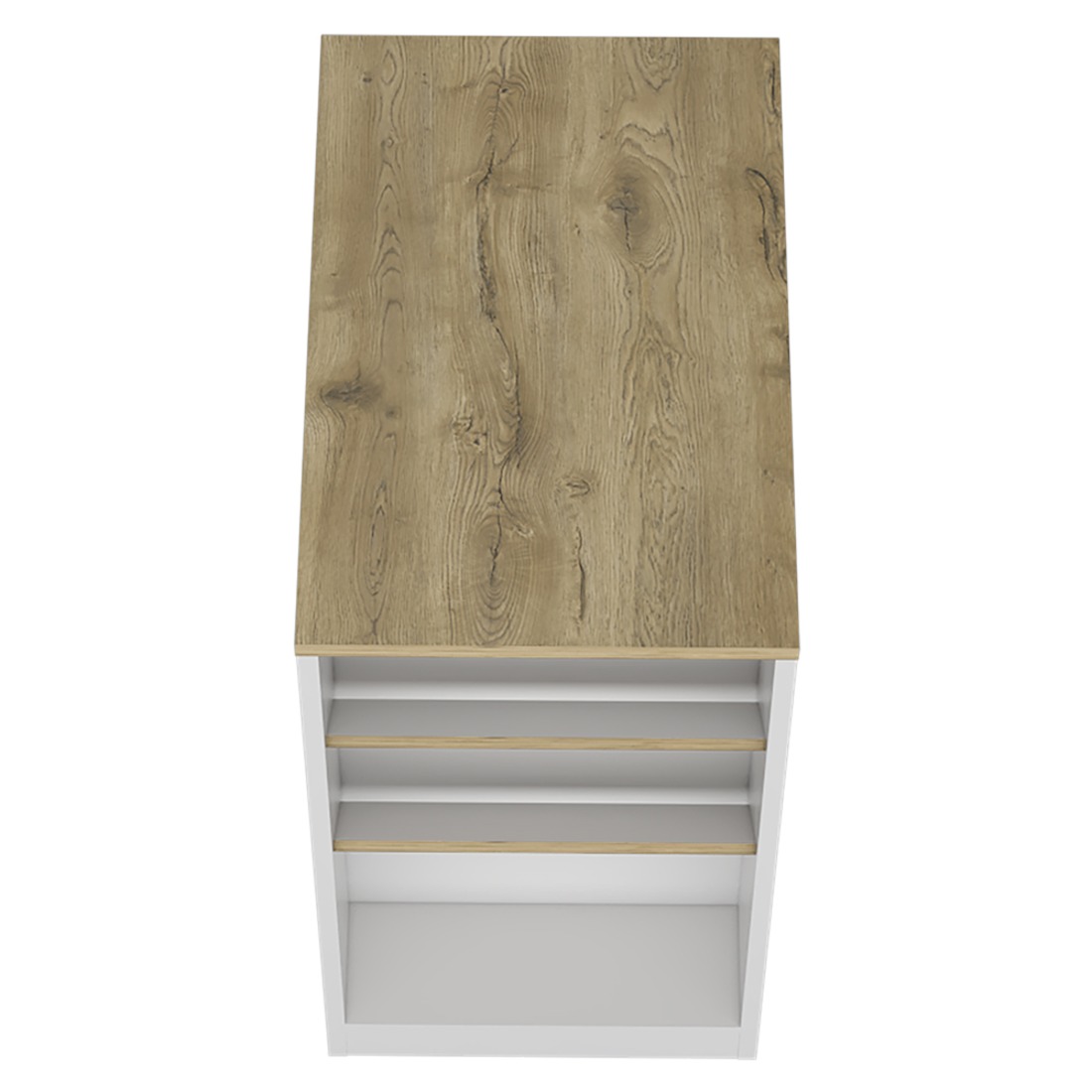 36" Natural and White Wood Kitchen Island With Storage