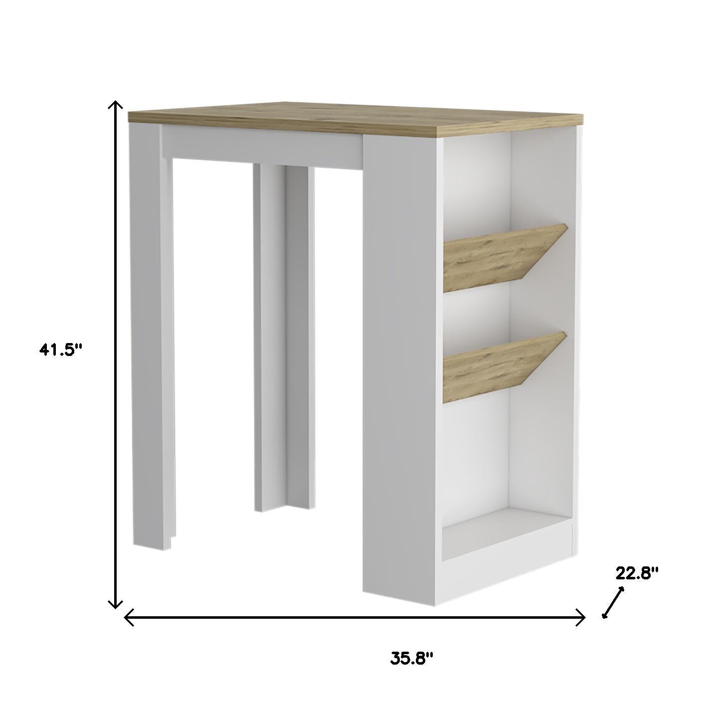 36" Natural and White Wood Kitchen Island With Storage-8