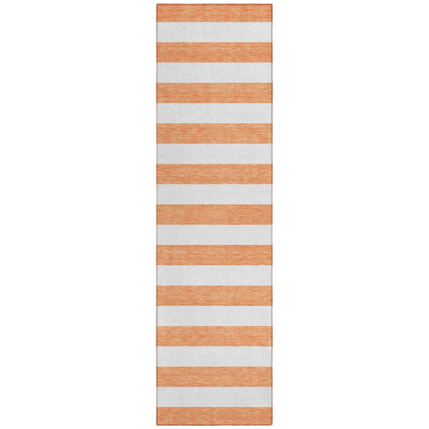 2' X 8' Salmon Striped Washable Indoor Outdoor Runner Rug