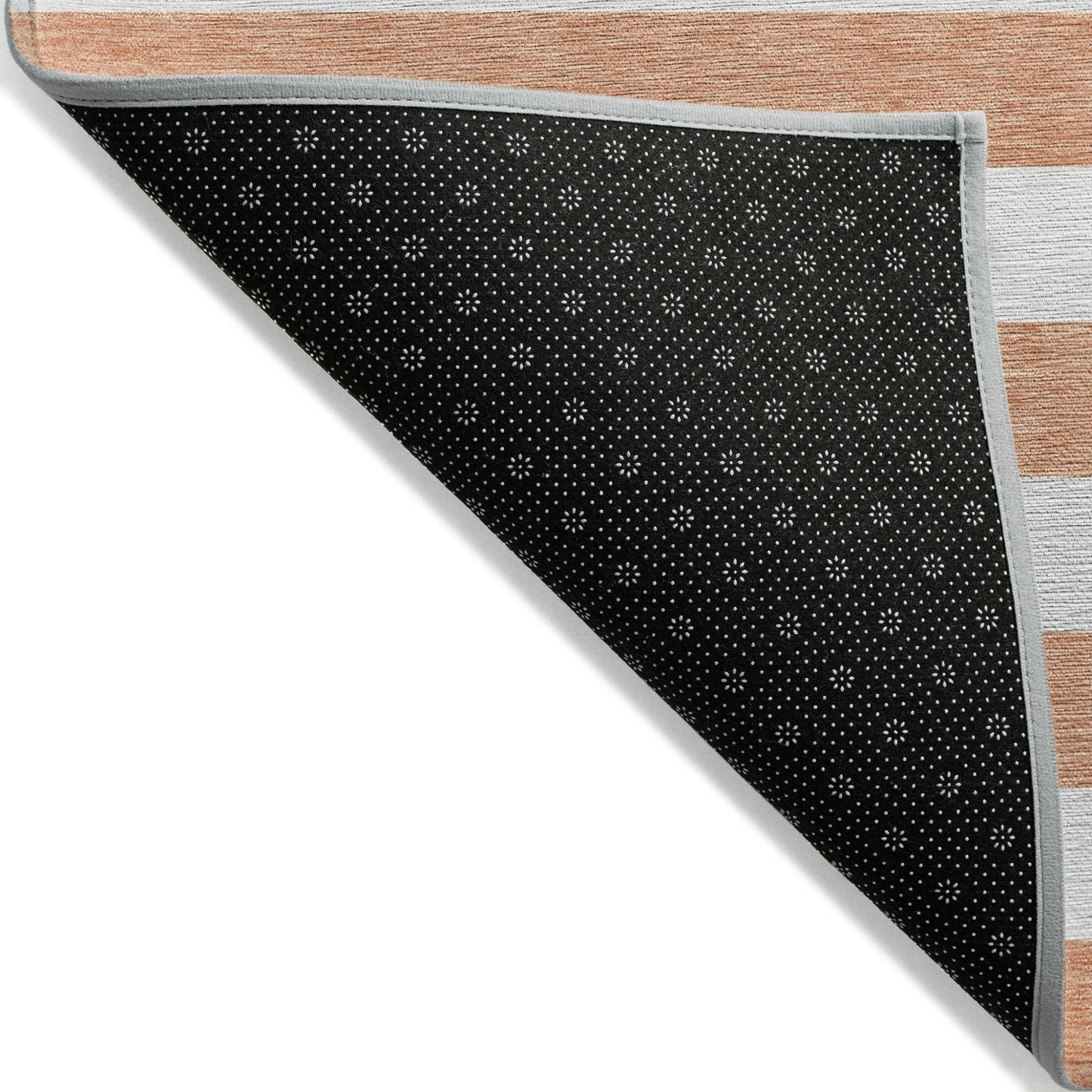 2' X 8' Salmon Striped Washable Indoor Outdoor Runner Rug