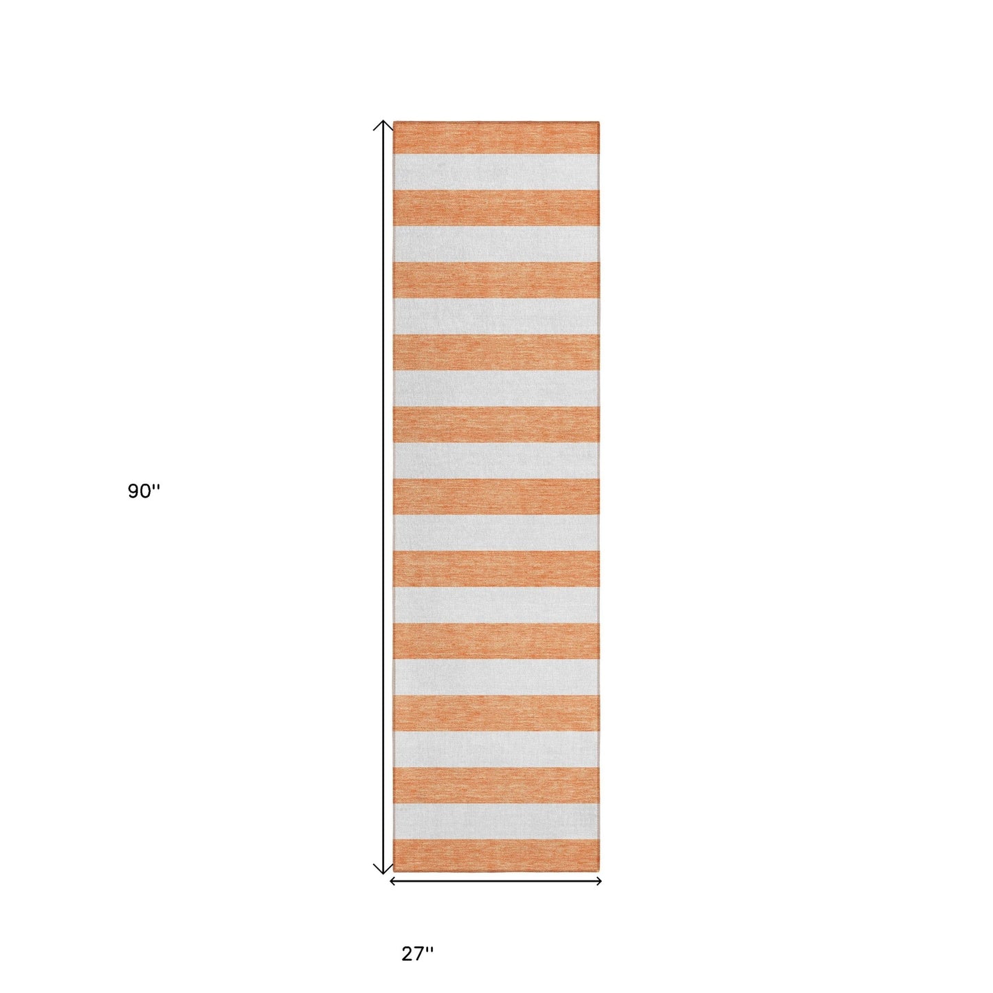 2' X 8' Salmon Striped Washable Indoor Outdoor Runner Rug