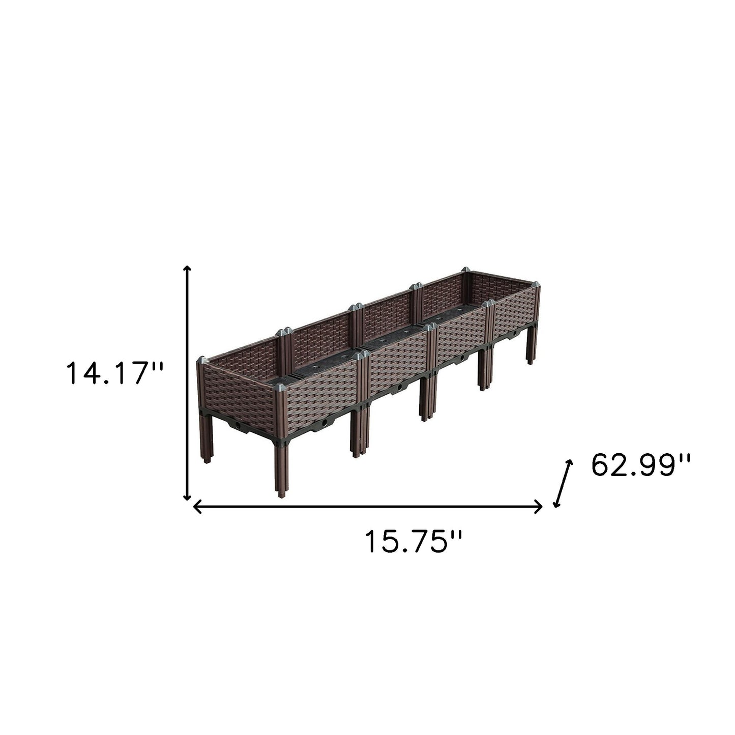16" Dark Brown Plastic Indoor Outdoor Rectangular Planter Box-5