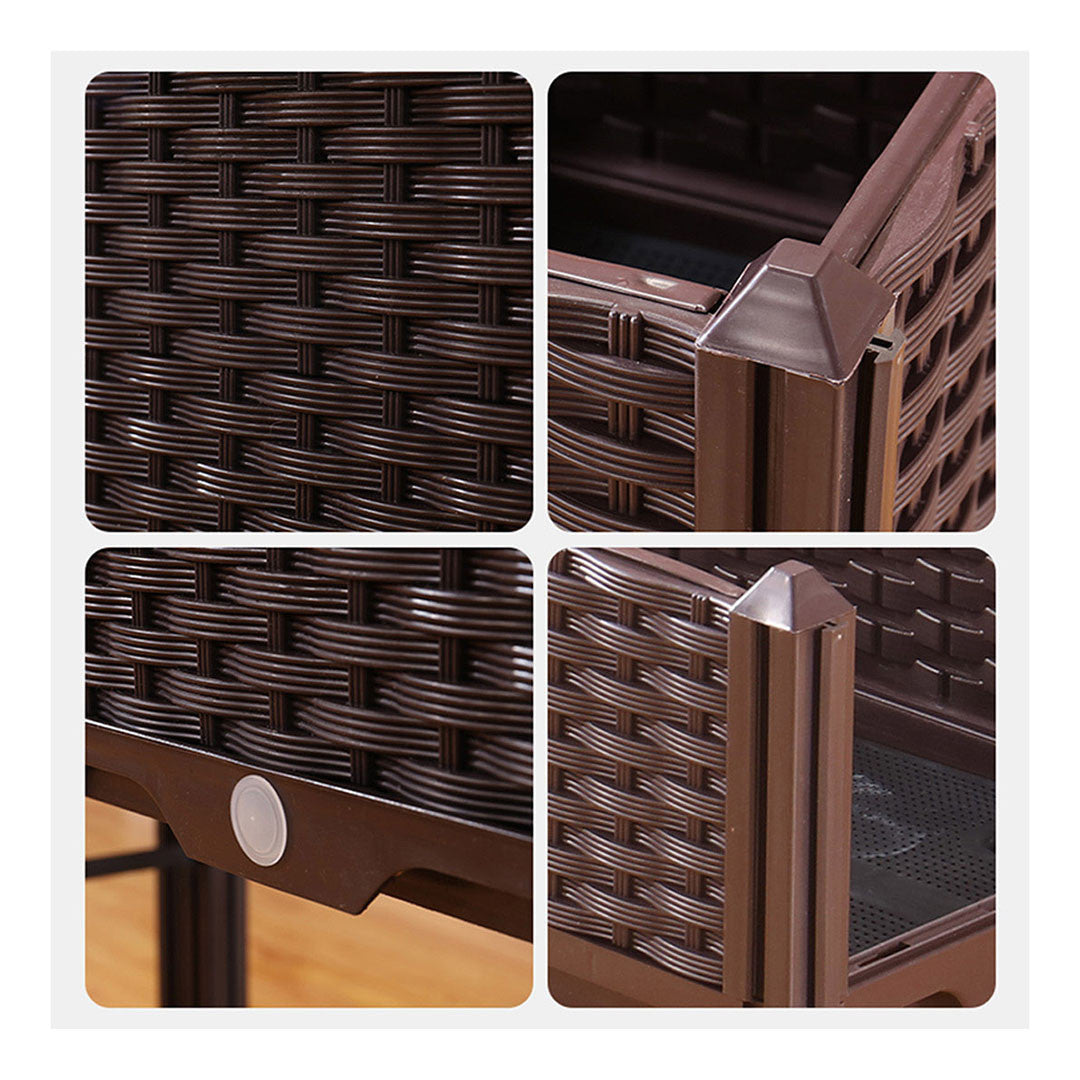 16" Dark Brown Plastic Indoor Outdoor Rectangular Planter Box