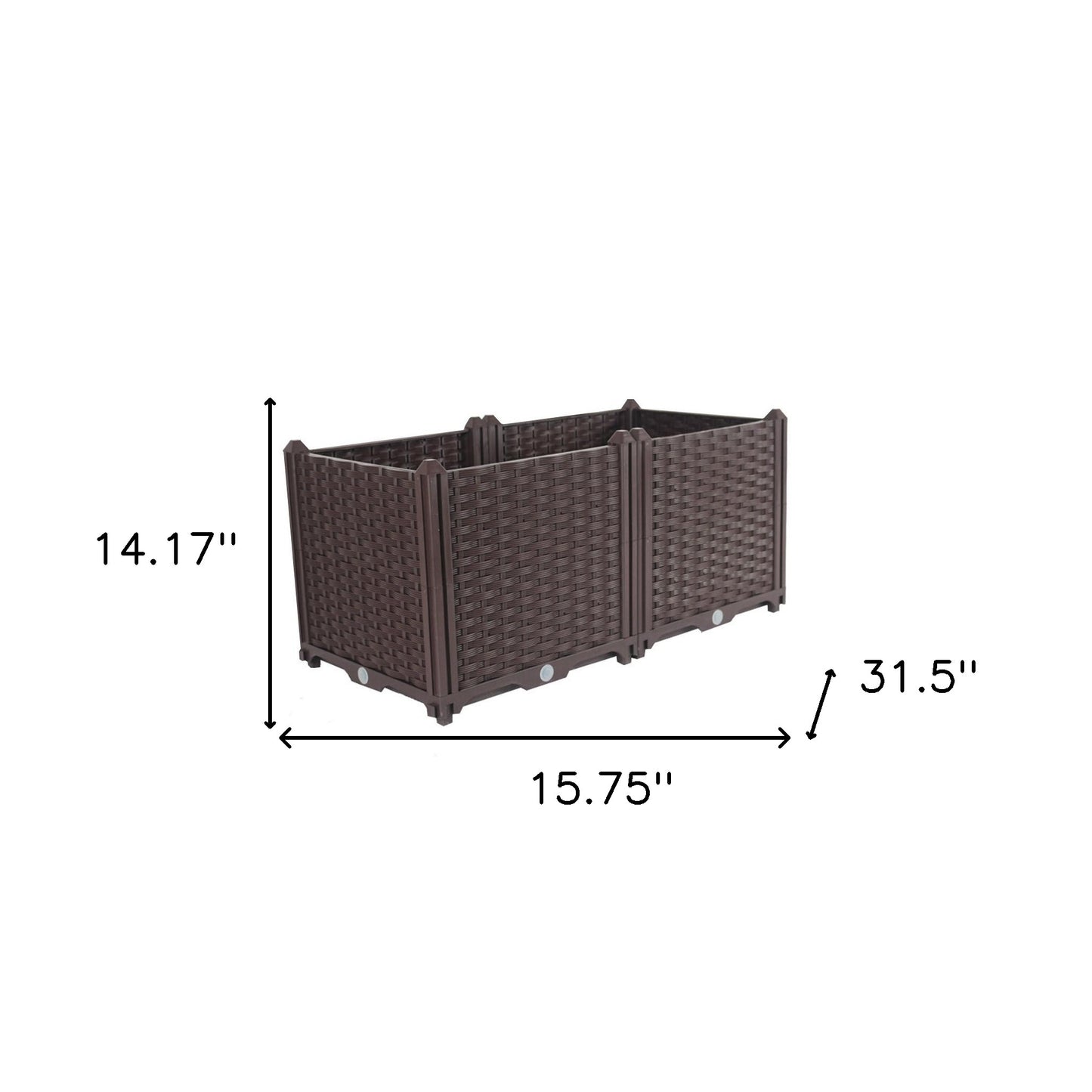 32" X 16" Dark Brown Heavy Duty Plastic Rectangular Self Watering Planter Box-5