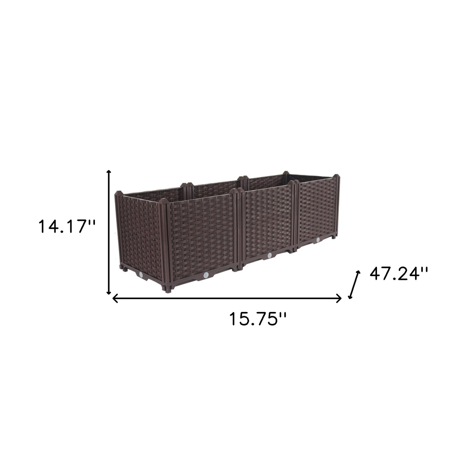 47" X 16" Dark Brown Heavy Duty Plastic Rectangular Self Watering Planter Box-5