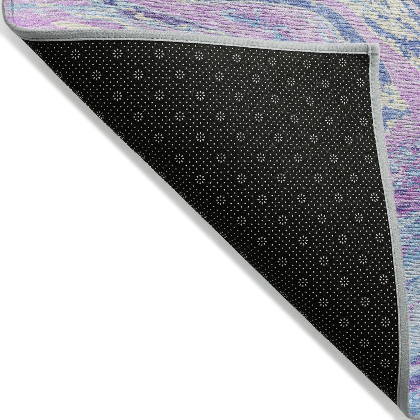 8' X 10' Sky Blue Lavender And Ivory Abstract Washable Indoor Outdoor Area Rug