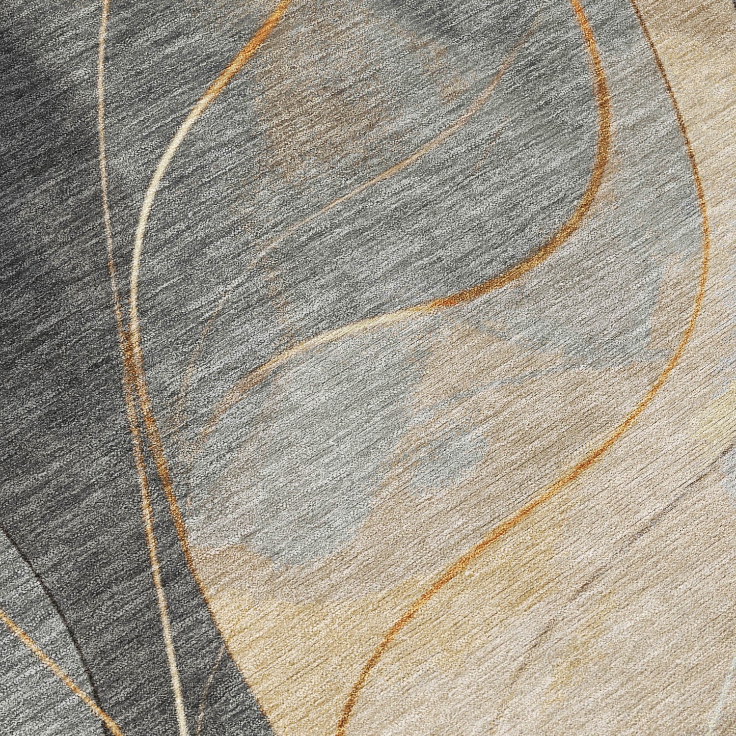 8' Gray Silver And Rust Round Abstract Washable Indoor Outdoor Area Rug-7