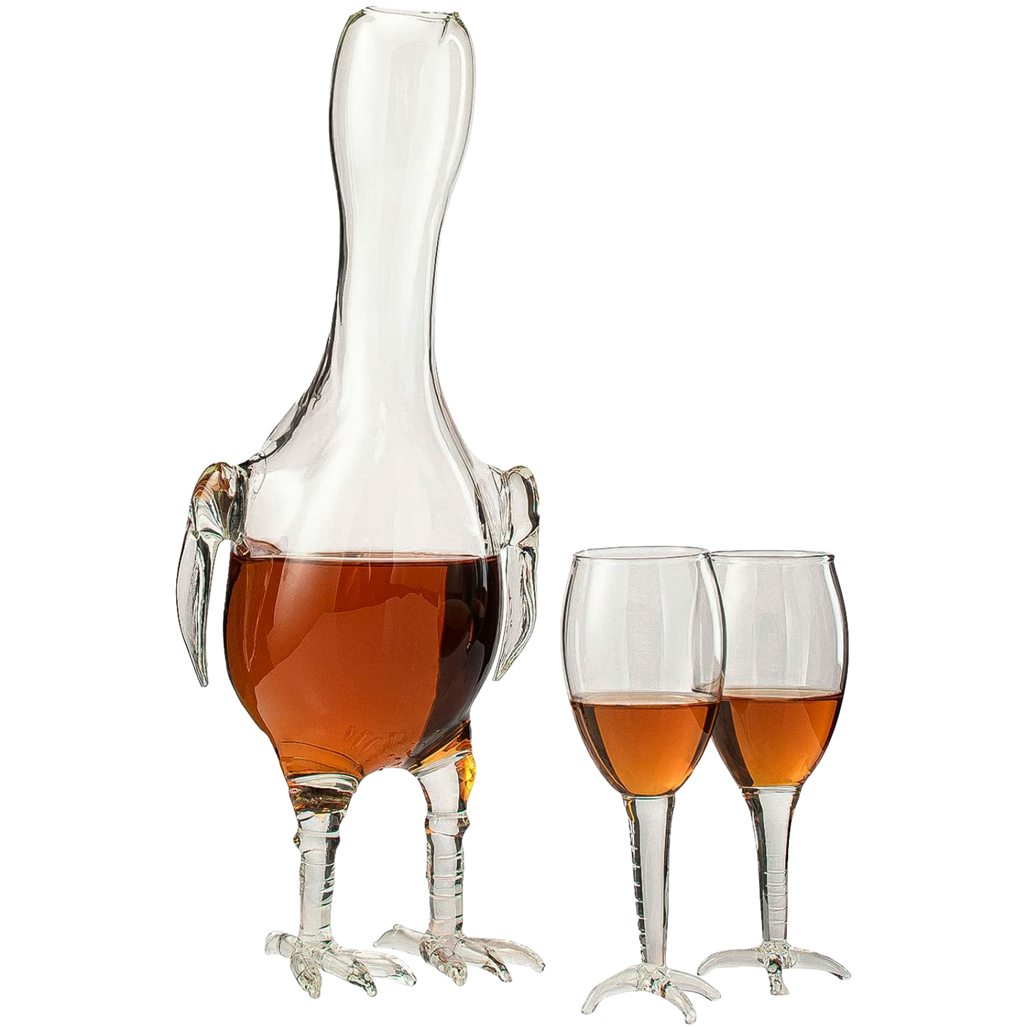 Cock - Chicken Decanter 500ml Whiskey and Wine Decanter Set with 2 Whiskey Glasses - by The Wine Savant, Rooster Glass Decanter For Whiskey, Scotch, Spirits, Wine Or Vodka For Whiskey Lovers