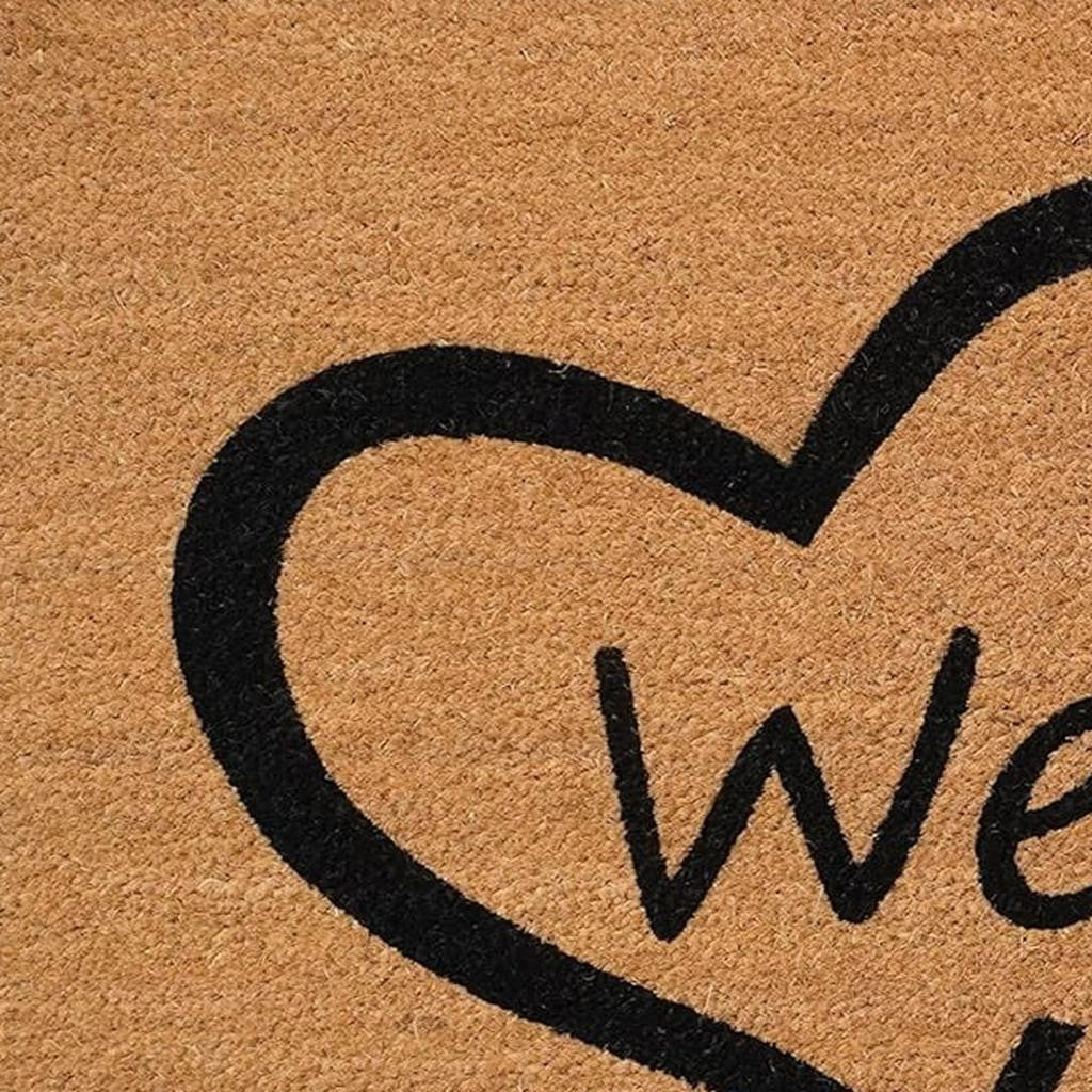 17" X 29" Natural And Black Pawprint Welcome Outdoor Coir Door Mat