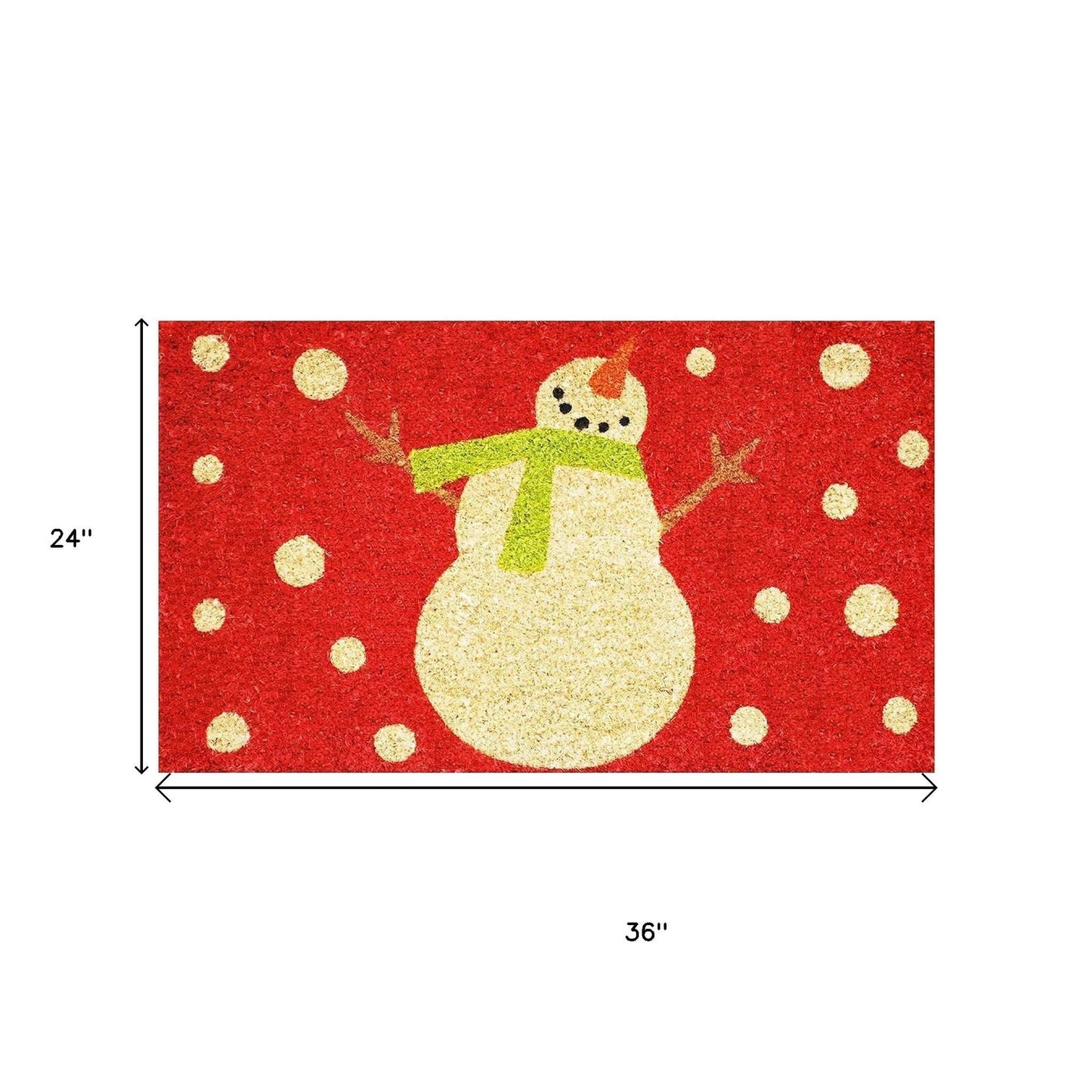 24" X 36" Red And White Coir Snowman Outdoor Christmas Door Mat-4