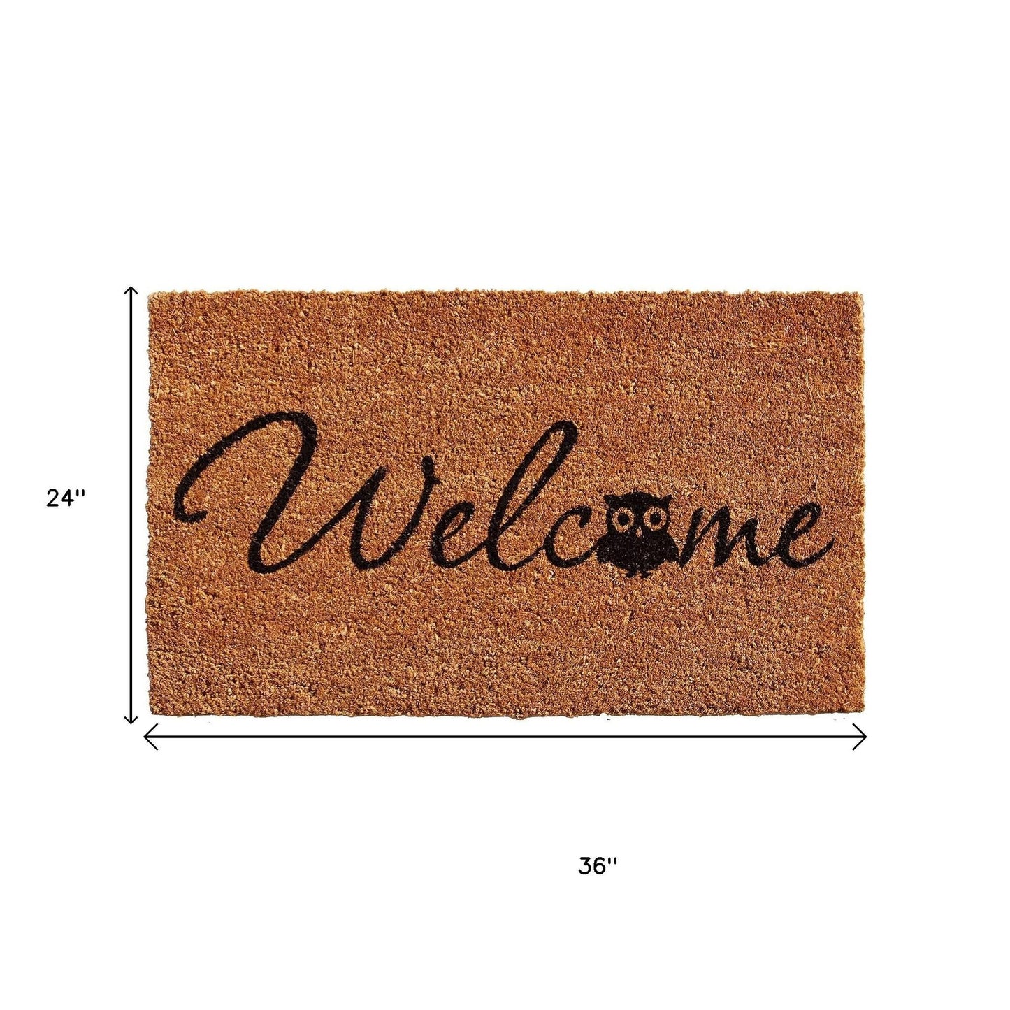 24" X 36" Natural And Black Owl Welcome Outdoor Coir Door Mat-3