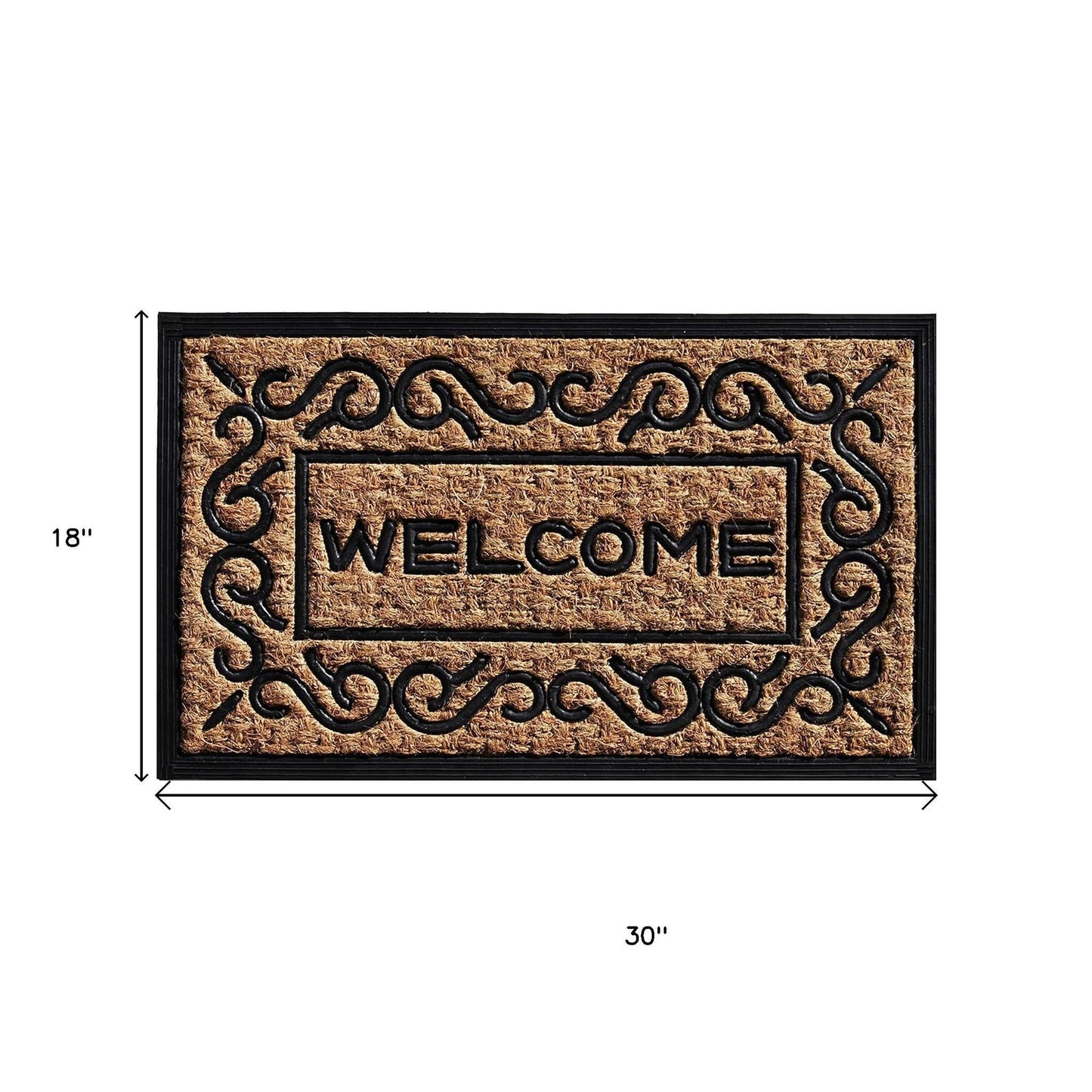 18" X 30" Natural And Black Coir Welcome Outdoor Door Mat
