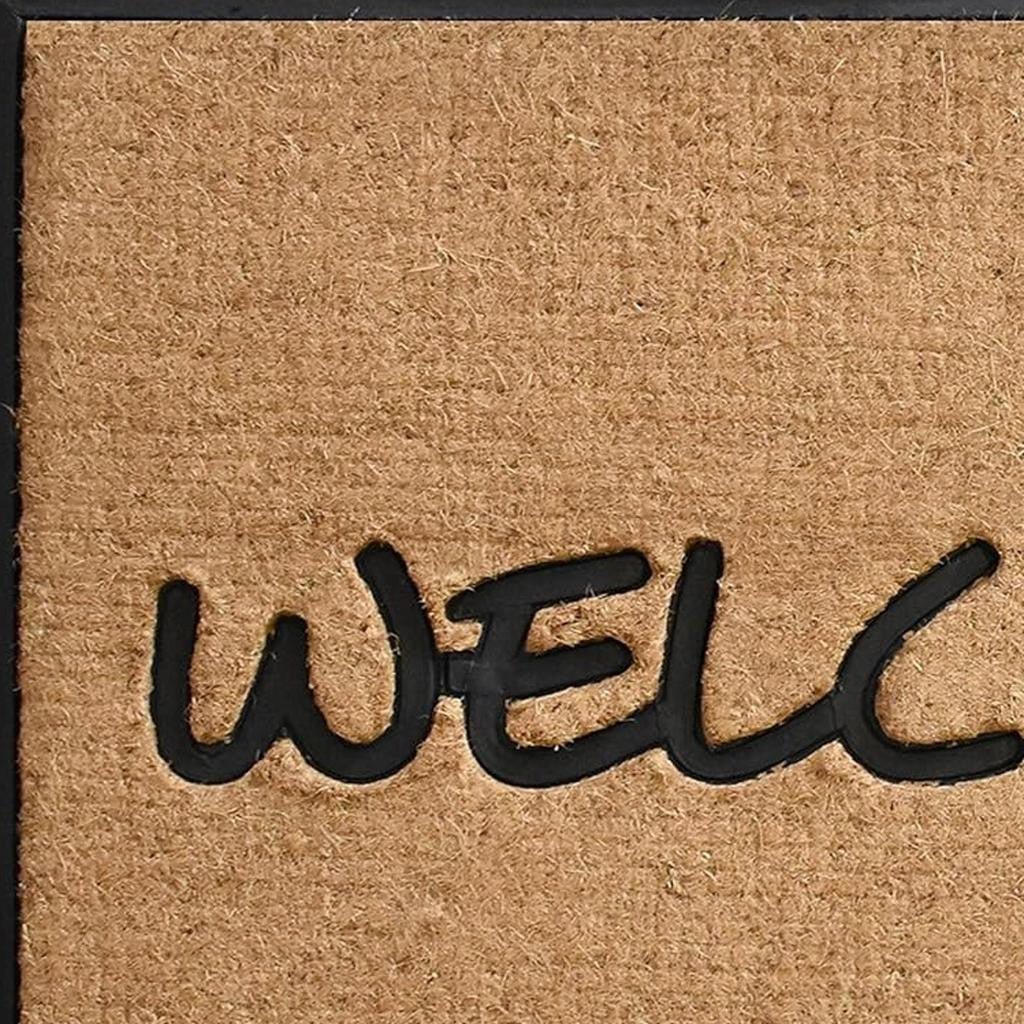 24" X 36" Natural And Black Coir Welcome Outdoor Door Mat