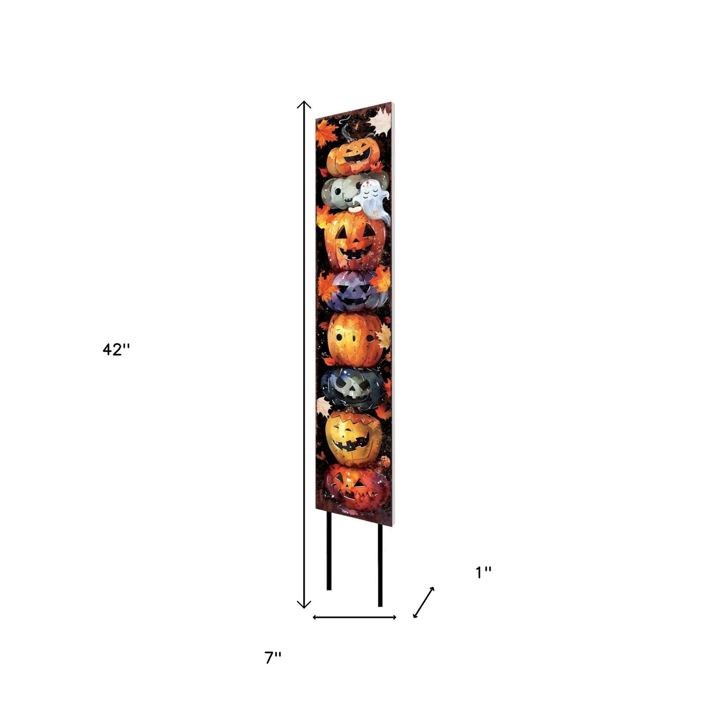 42" Black And Orange Solid Wood Halloween Jack-O-Lantern Garden Stake-6