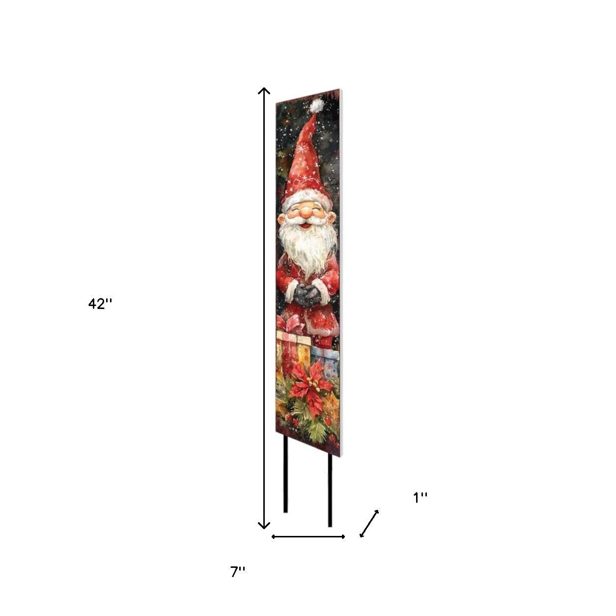 42" Black Green Red And White Solid Wood Christmas Santa Garden Stake-4