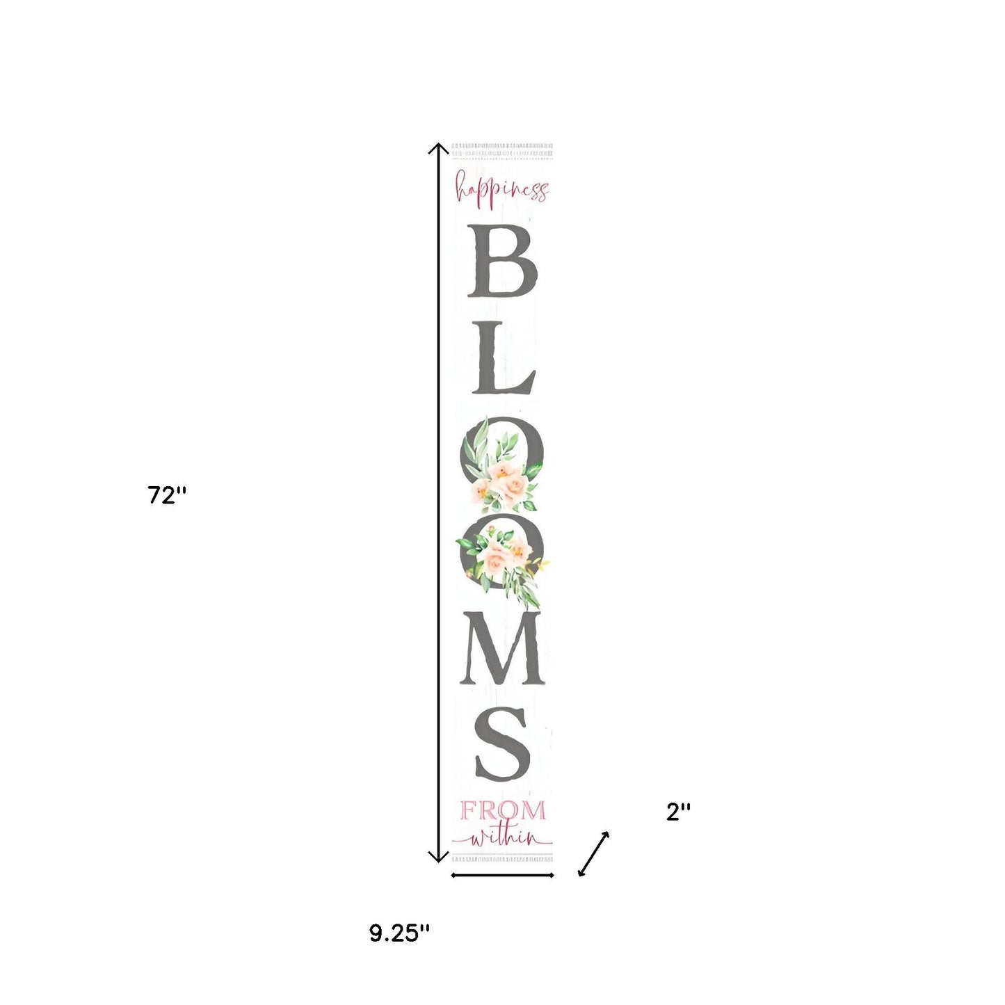 72" White Solid Wood Blooms Welcome Porch Sign-4