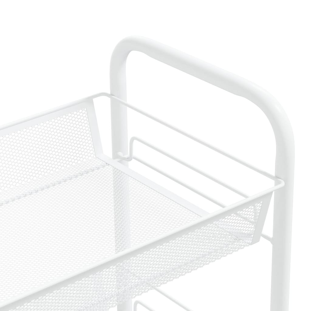vidaXL Kitchen Trolley Rolling Storage Utility Cart with Mesh Baskets Iron