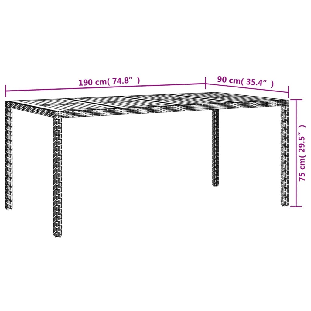 vidaXL Solid Wood Acacia Patio Table Desk Furniture Black/Gray Multi Sizes