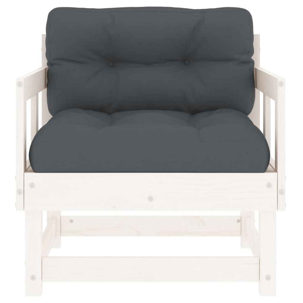 vidaXL Patio Chairs with Cushions 2 pcs White Solid Wood Pine