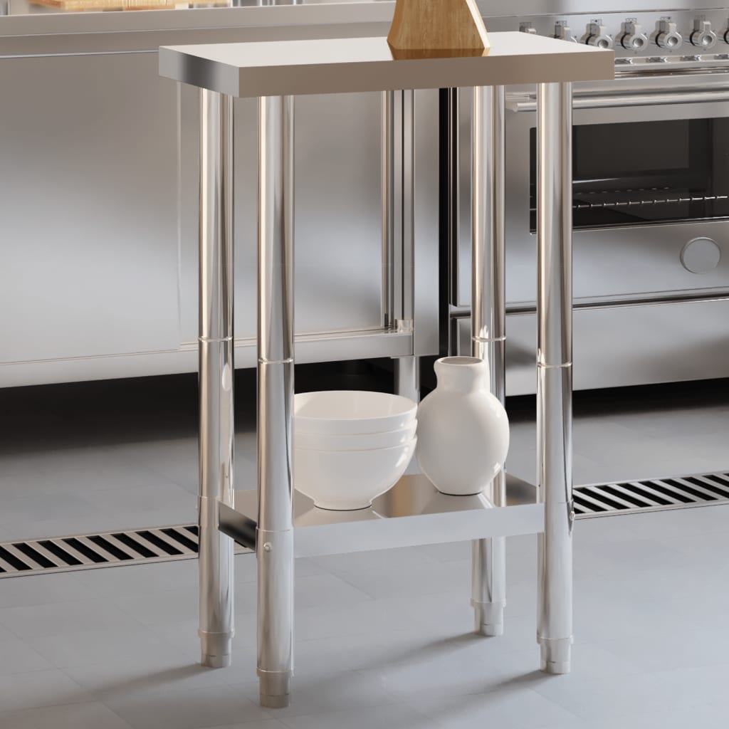vidaXL Kitchen Work Table Storage Home Kitchen Restaurant Stainless Steel