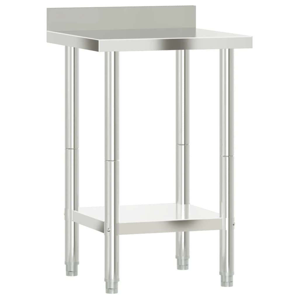 vidaXL Kitchen Work Table with Backsplash Storage Restaurant Stainless Steel