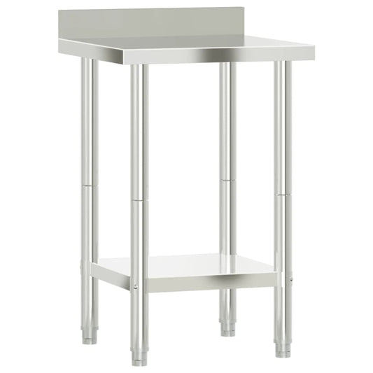 vidaXL Kitchen Work Table with Backsplash Storage Restaurant Stainless Steel