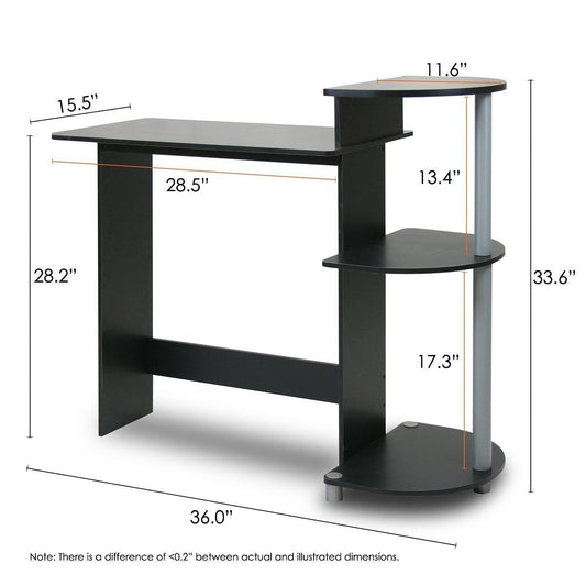 Contemporary Computer Desk in Black Grey Finish-0
