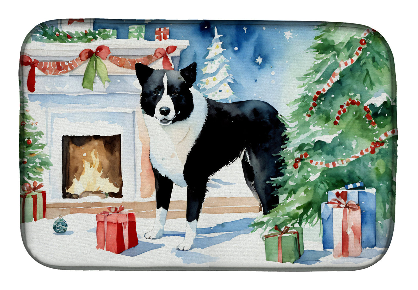 Karelian Bear Dog Cozy Christmas Dish Drying Mat