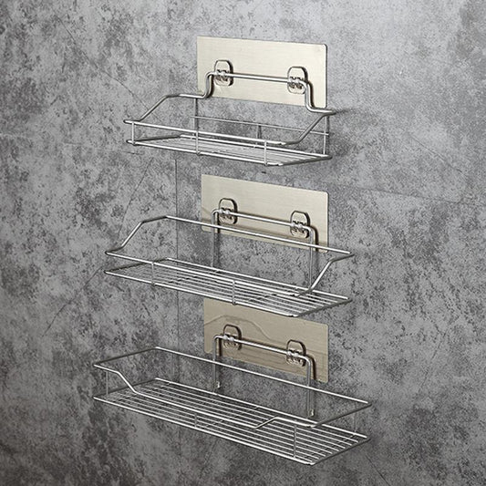Stainless Steel Bathroom Storage Shelf Punch-Free Kitchen Bathroom Toilet Wall Hanging Storage Rack-0