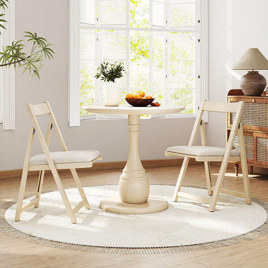 Folding Upholstered Dining Chair Set of 4 with Curved Backrest-Walnut