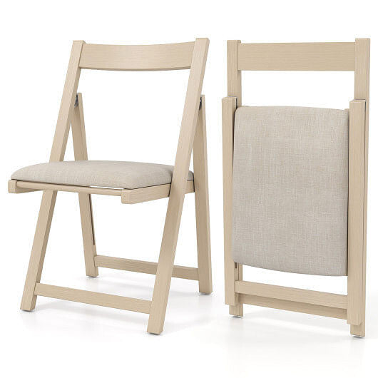 Folding Upholstered Dining Chair Set of 4 with Curved Backrest-Walnut